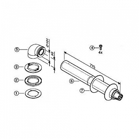 Дымоход в сборе D60/100 мм., Bosch